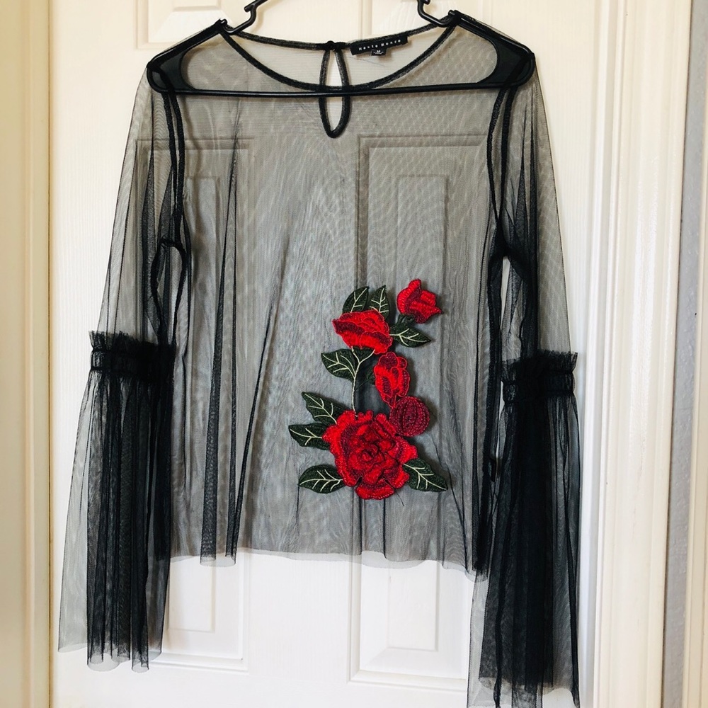 ‼️SOLD‼️ Mesh Floral Top